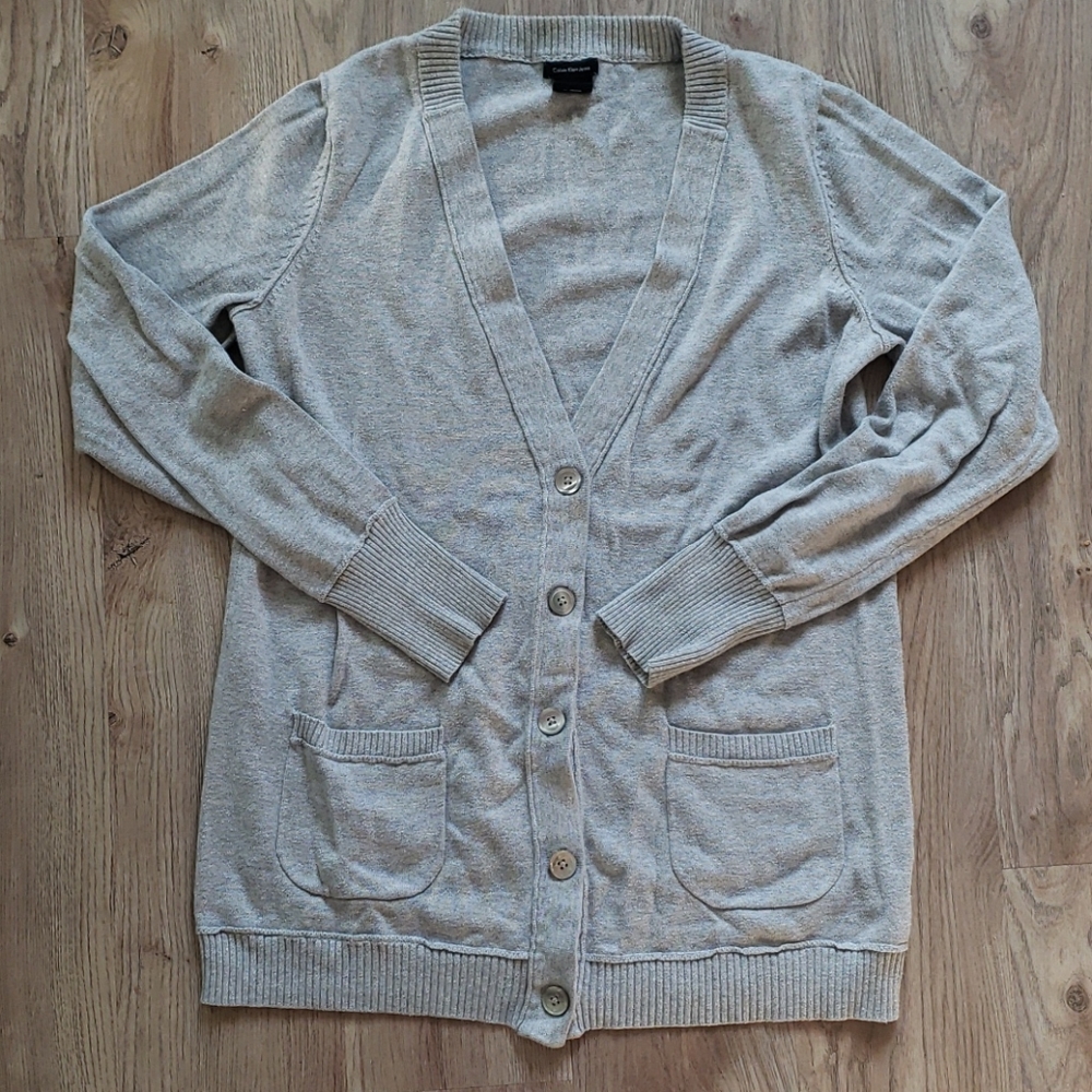 Calvin Klein Light Grey Cotton Cardigan XL